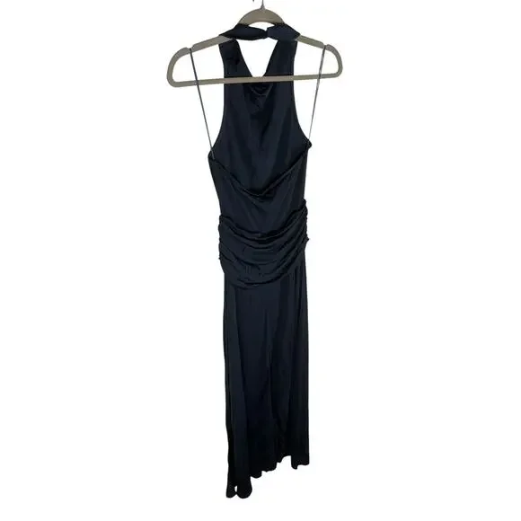 Solid & Striped The Bobby Maxi Dress Halter Neck Ruched Formal Vacation Navy MD